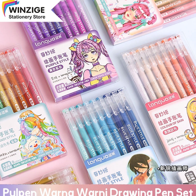 

Kepoin aja Winzige 9 colors gel pen set drawing pulpen warna warni lucu aesthetic morandi pastel retro color journal marker pen alat tulis