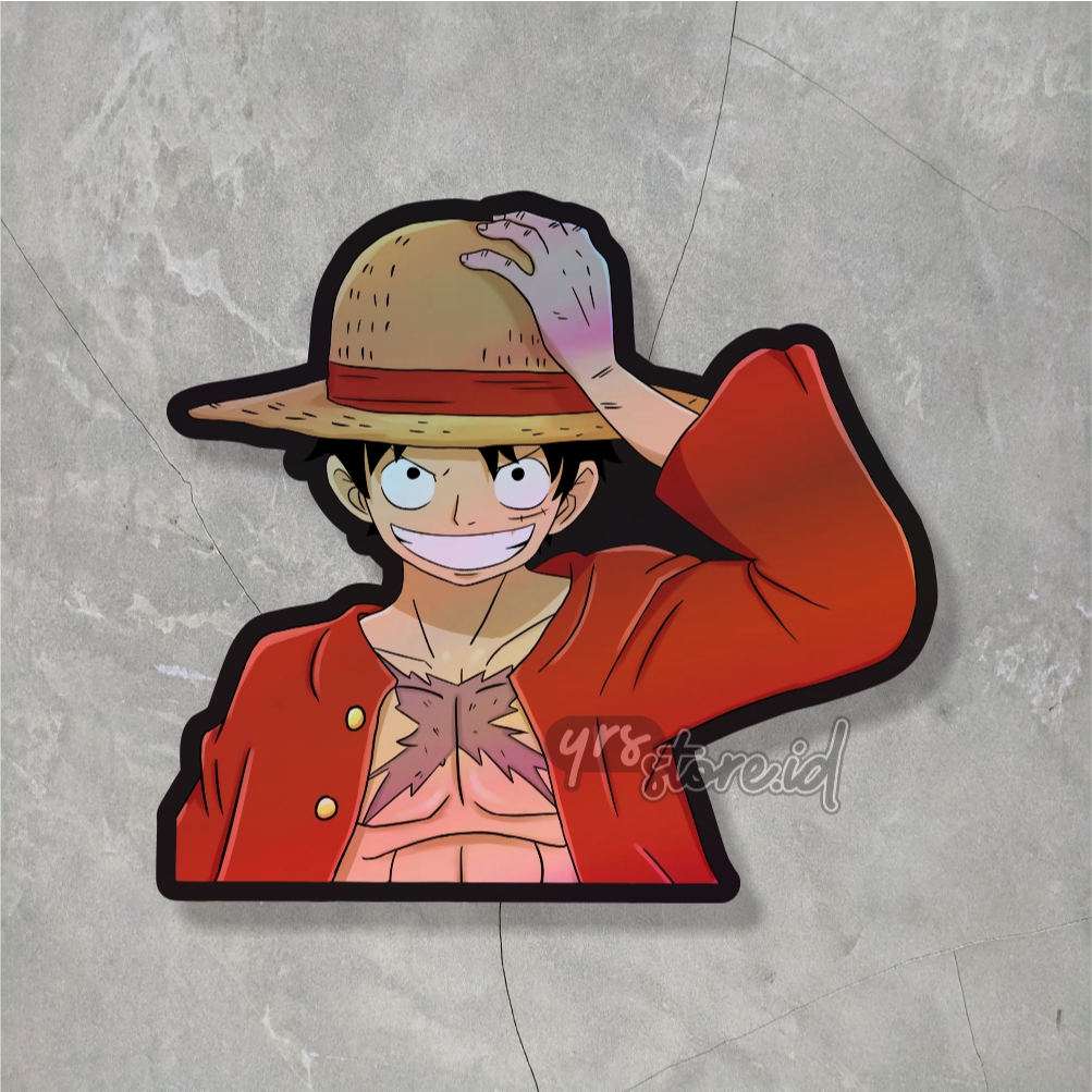 

Sticker Anime One Piece Hologram Monkey D Luffy Ukuran +- 7 x 6,4 cm sticker Waterproof case hp