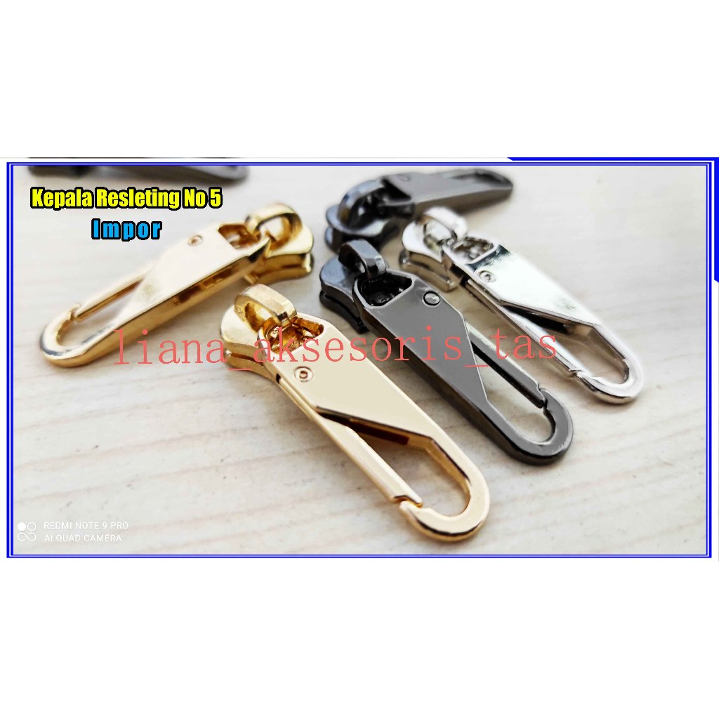 -Kepala Resleting Tas no 5 Impor (@1 pcs) untuk daun resleting tas selempang, tas rajut, tas cewek