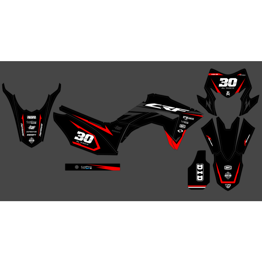 DECAL CRF HITAM MERAH