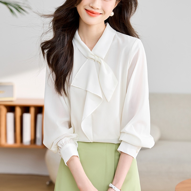 Atasan Putih Wanita Blouse Korean Style Baju Cewek Kekinian Lengan Panjang Terbaru 2024 Warna Hitam 