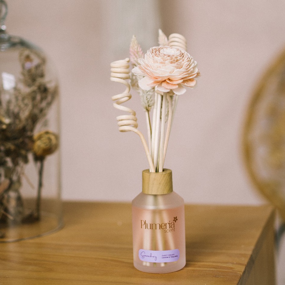 Inovatif Plumeria Scent Essential Oil Reed Diffuser  Senandung Lavender  Ylangylang  Pengharum Ruang