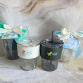 TWODEE - Hampers Paket Q Gelas Kaca Sedotan Print UV