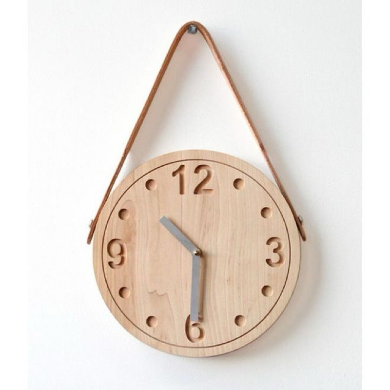 Jam Dinding Kayu Jati Bulat Gantung Custom 90cm