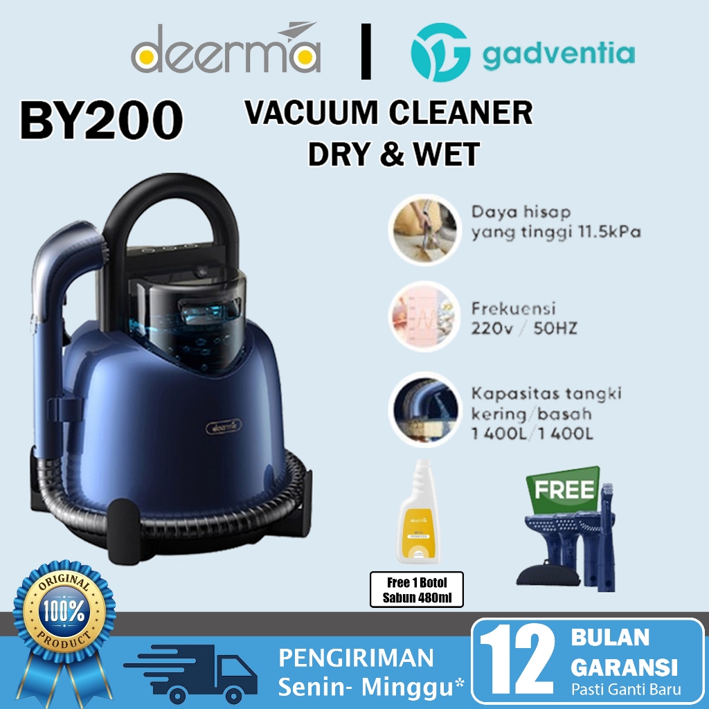 DEERMA BY200 Dry Wet Multi Hydro Vacuum Vacum Cleaner Cleaning Machine Pembersih Penyedot Noda Debu 