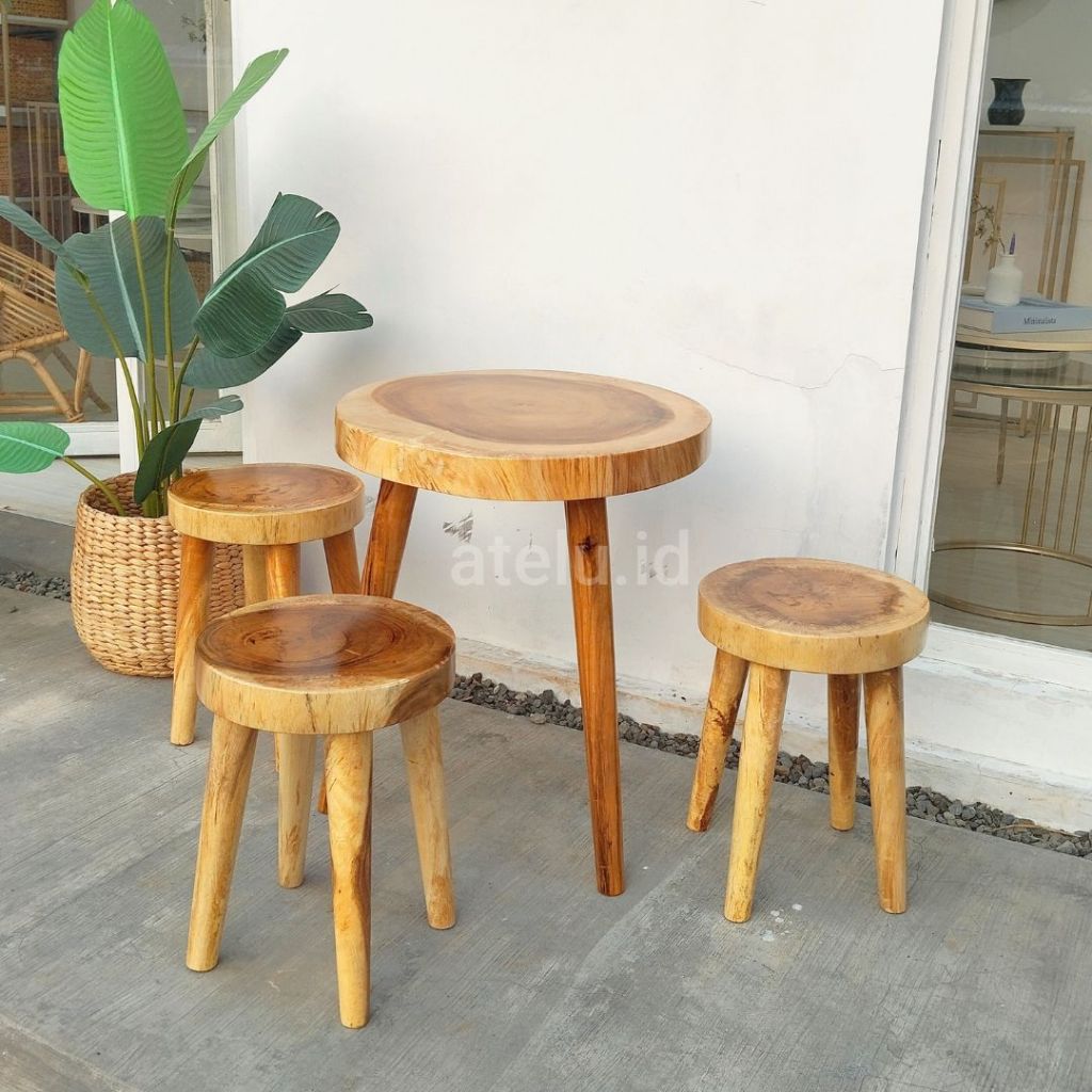 Set Meja Kursi Kayu Solid Meja Kursi Cafe Set meja Kursi Cafe Outdoor Meja Kursi Kayu Cafe