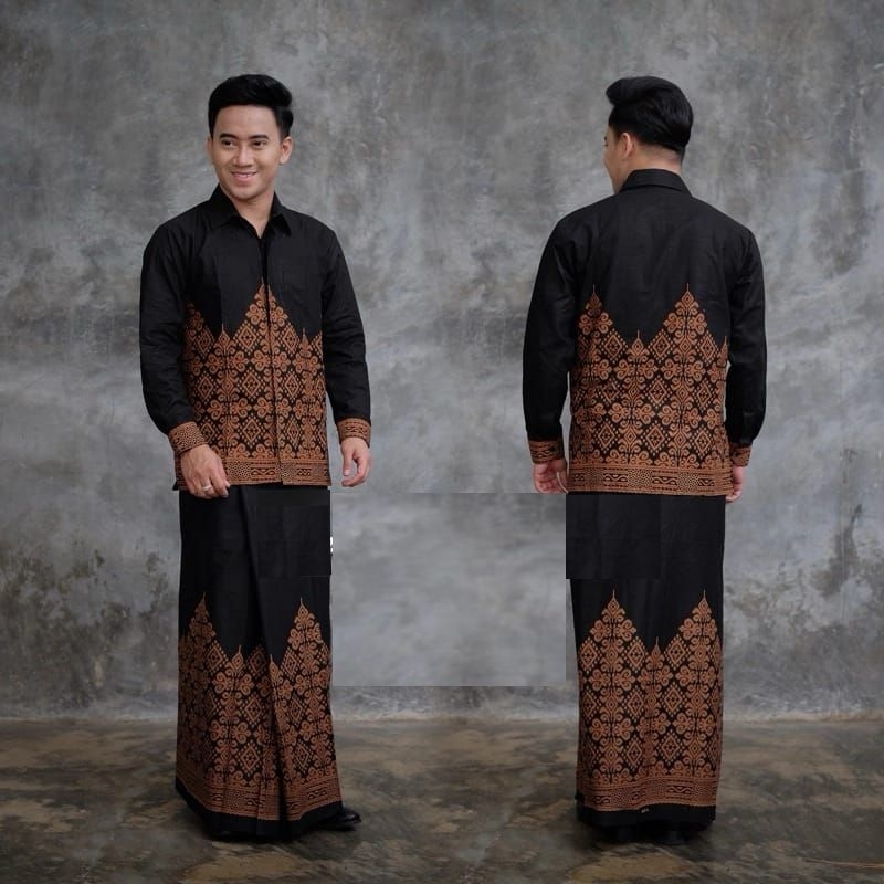 (BISA COD)koko & sarung busana muslim baju koko setelan sarcel Setelan Baju Koko dan Sarung Dewasa M