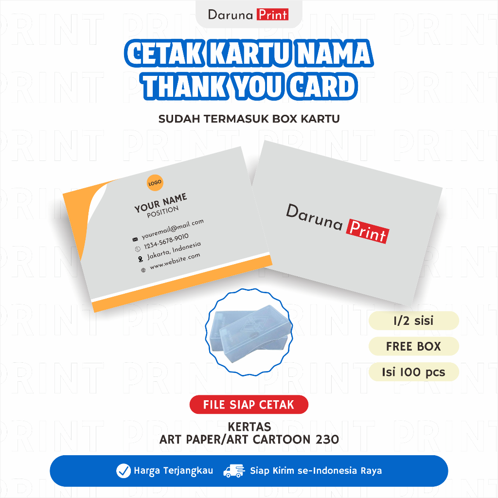 

Cetak Kartu Nama / Thank You Card Isi 100 Free Box