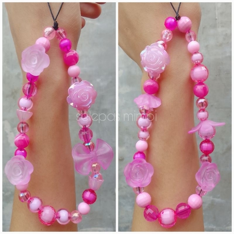 Gantungan HP Pink Series Aestetik Phone Strap aesthetic Strap Hp Pink Gantungan Telpon Pink Merah Mu