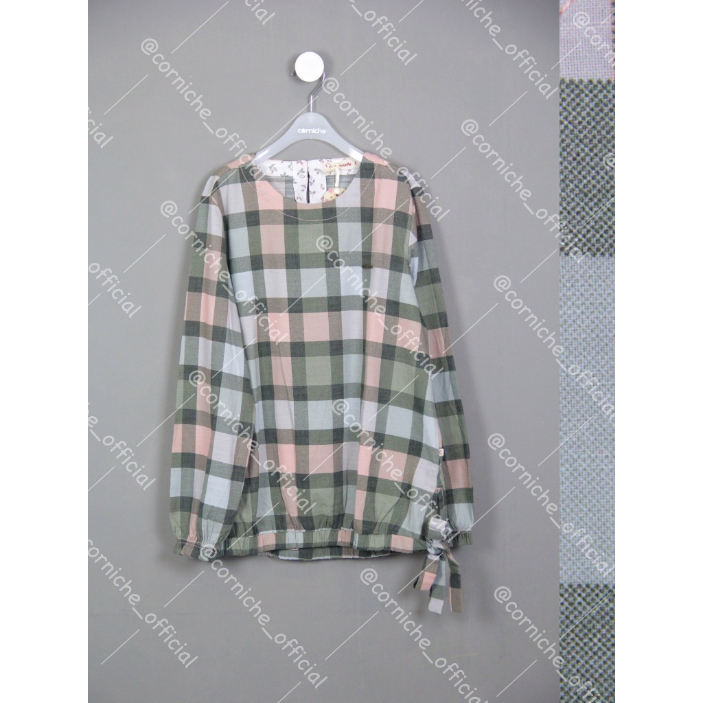 Corniche Reza Blouse Kotak Gray - TP231787