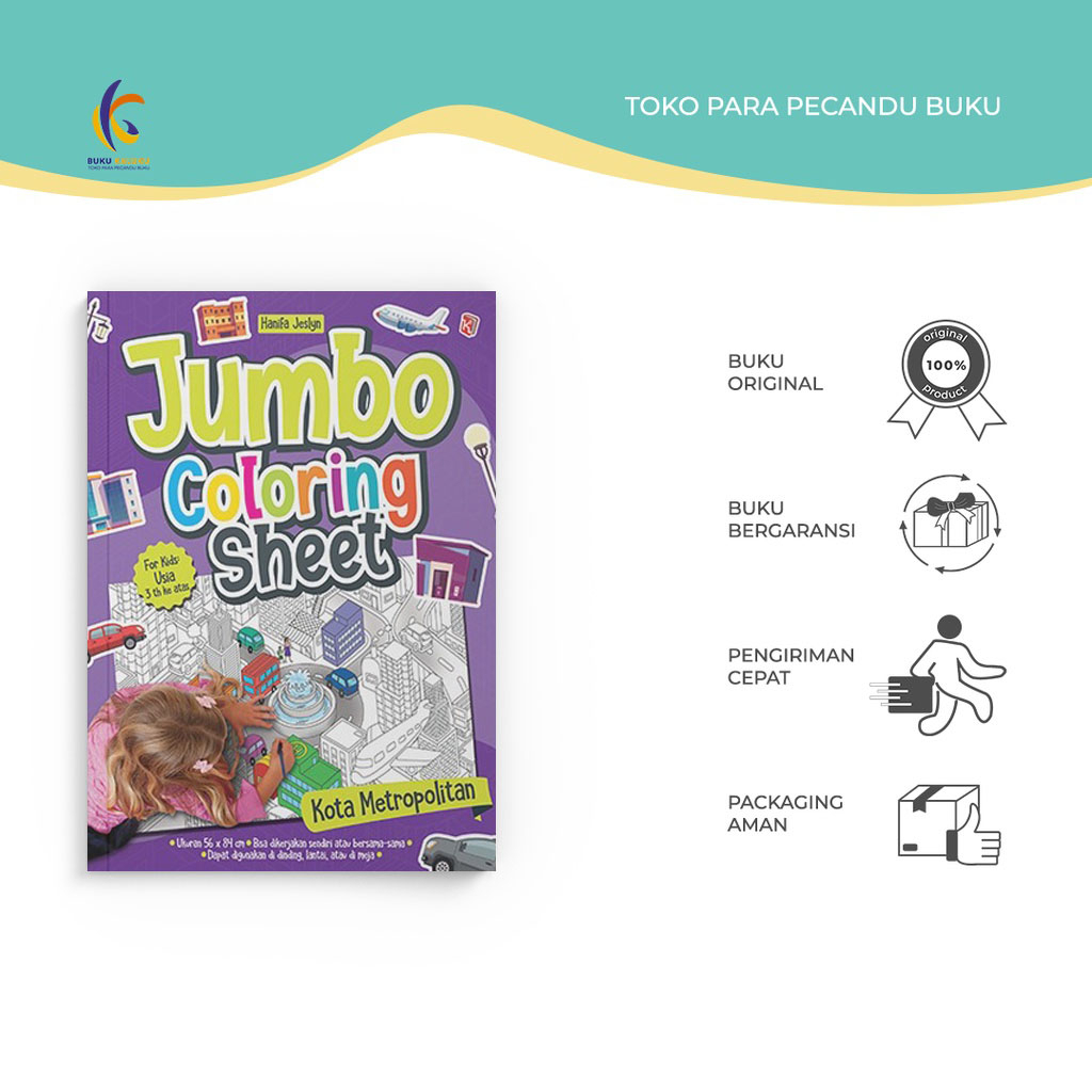 Buku Mewarnai - Jumbo Coloring Sheet Kota Metropolitan - Hanifa Jeslyn - Kawan Kita - Bumifiksi
