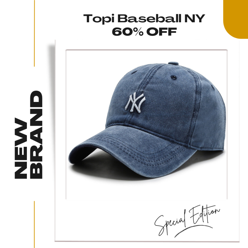 Topi Baseball Jeans NY Pria Wanita Polos