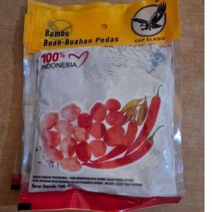 

Bumbu atau garam buah cap elang 100gr rasa pedas (cocok untuk Rujak)