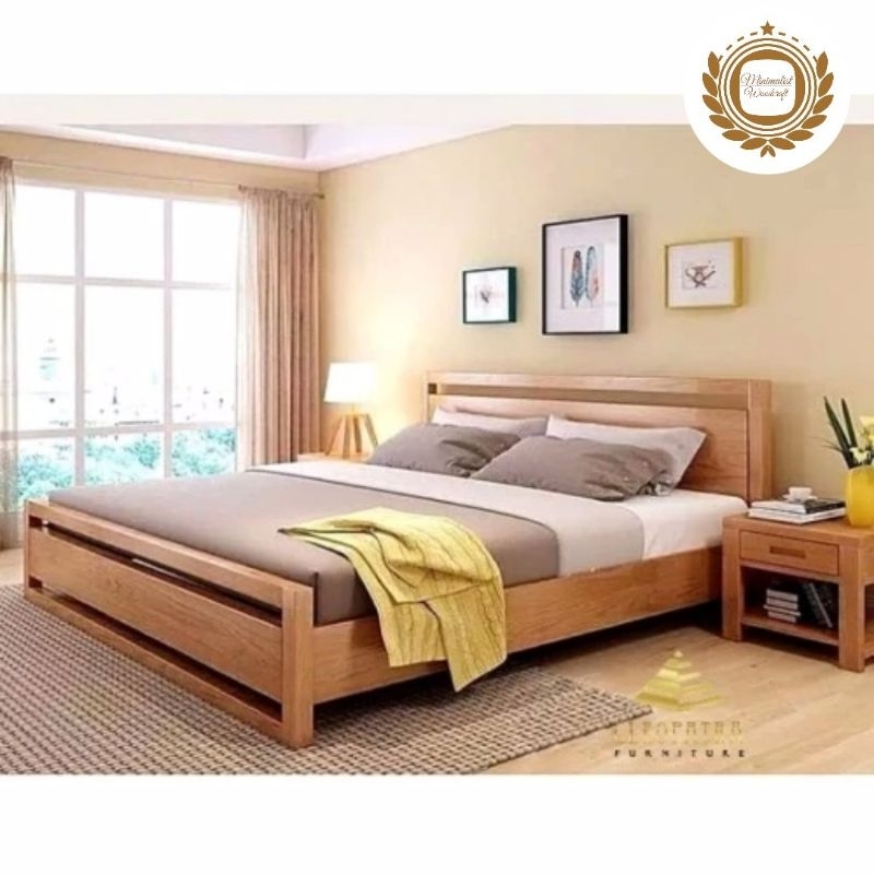 ranjang kolong kayu solid minimalis, ranjang kolong minimalis modern