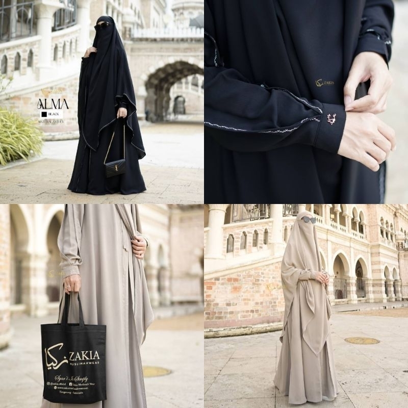 ALMA SERIES by Zakia • gamis dress muslimah bahan almahya anti UV premium, ironless, nyaman