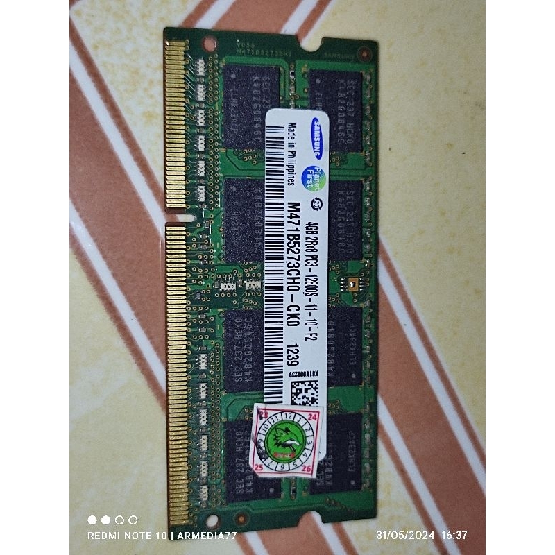 RAM LAPTOP DDR3 4GB 2Rx8 PC3 12800S SAMSUNG
