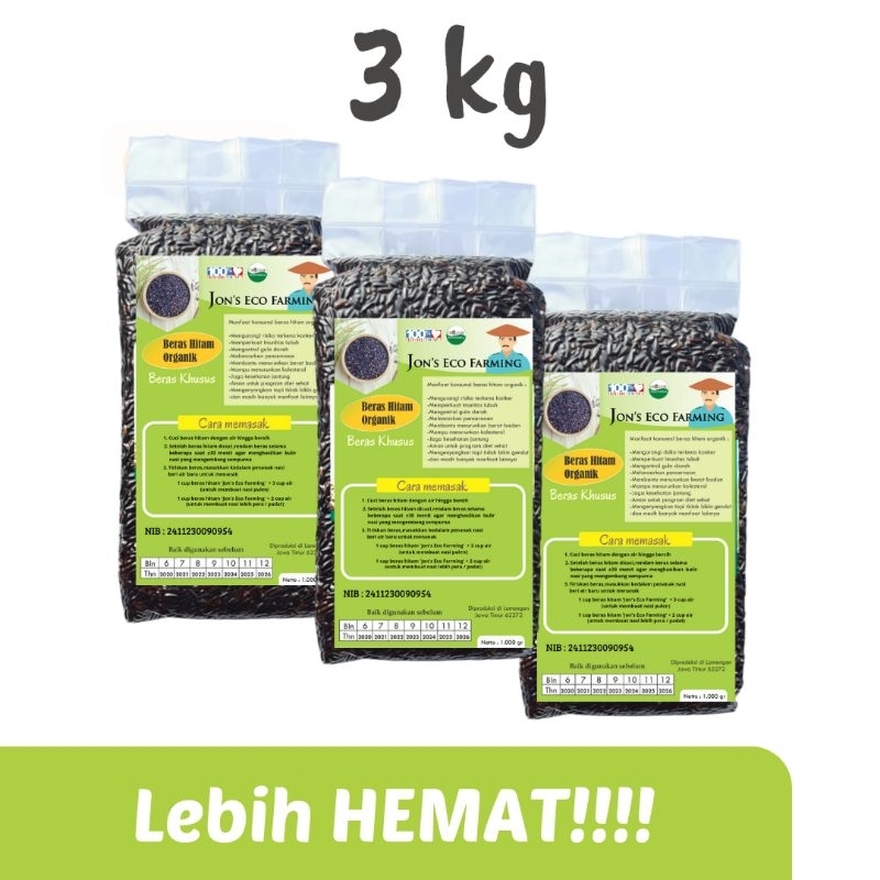 

Paket BUNDLING 3kg beras hitam Jon's Ecofarm Lebih Hemat
