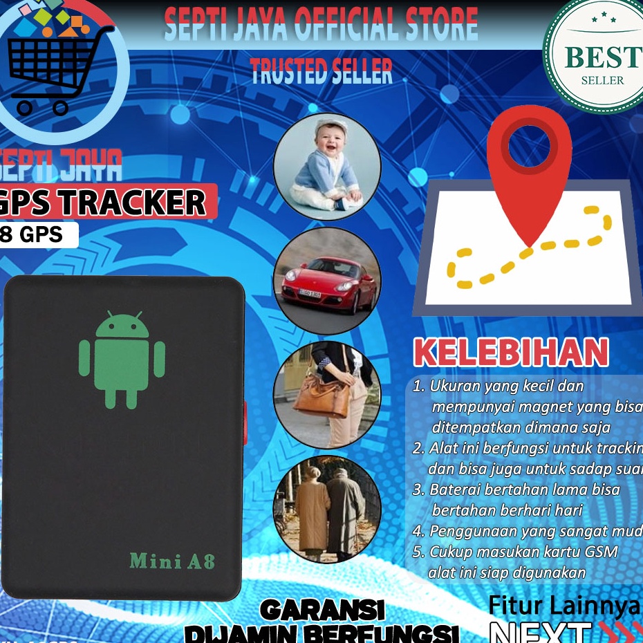 Pelacak GPS Mini A8 Intelijen Alat Pelacak Mobil Motor Pelacak GPS GSM GPRS Alat pelacak anti Maling