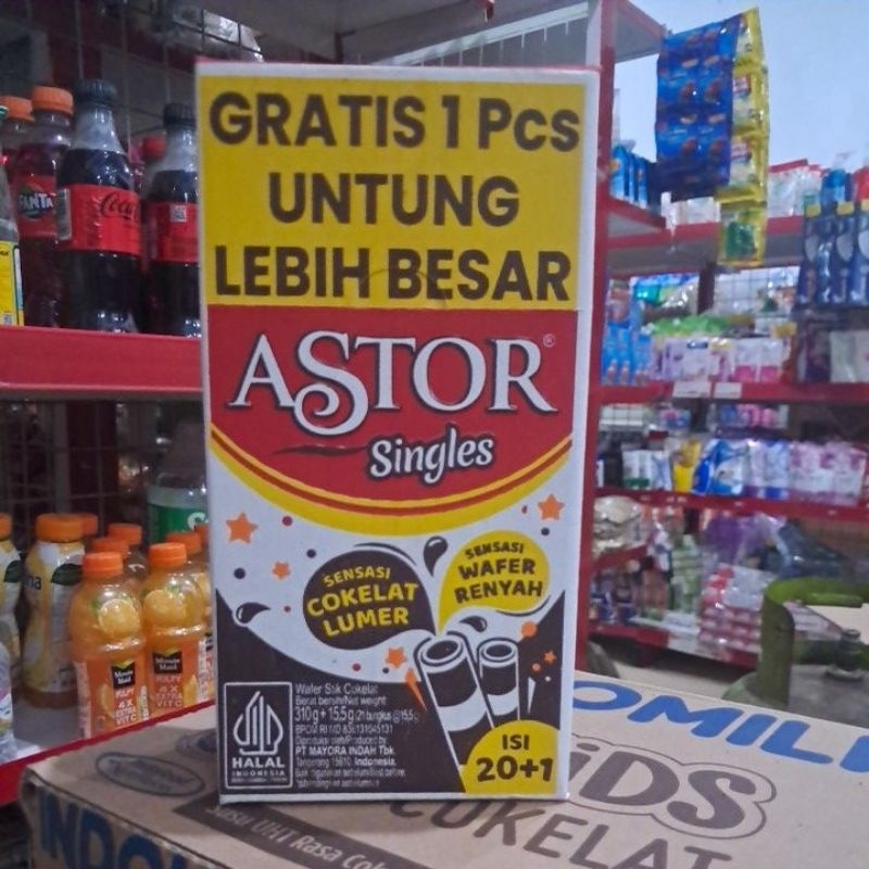 

ASTOR CHOCOLATE SINGLES WAFER STICK ROLLS WONDERFULL SENSATION 20+1'S X 15 GR
