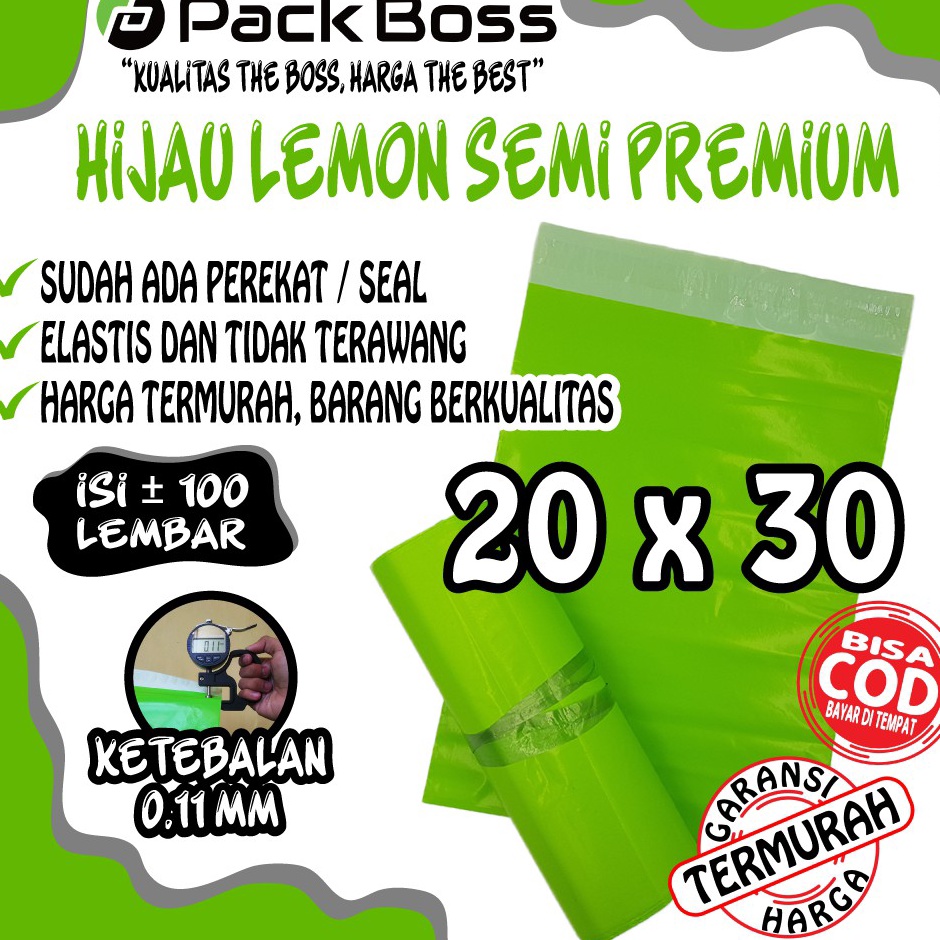 

2x3 HIJAU LEMON SEMI PREMIUM POLYMAILER PACKAGING ONLINE ADA PEREKAT