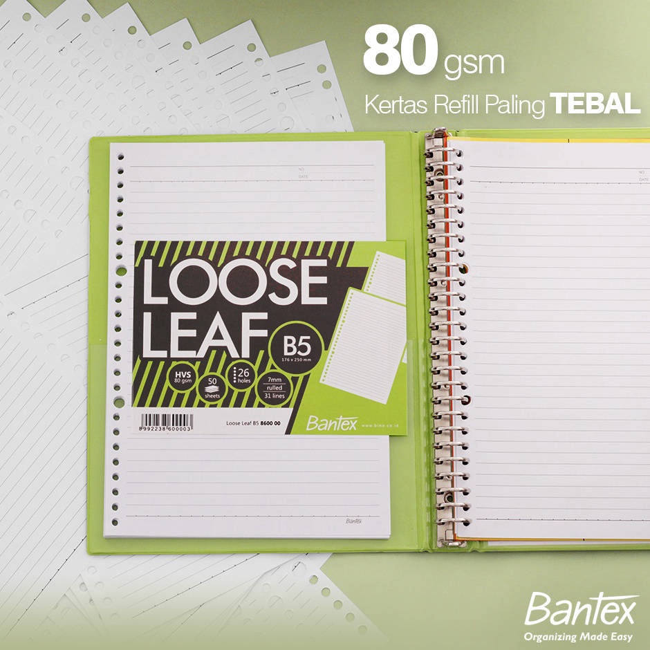 

Best Bantex Loose Leaf B5 Paper 26 Ring 8gsm Kes Refill Binder Paling TEBAL 86