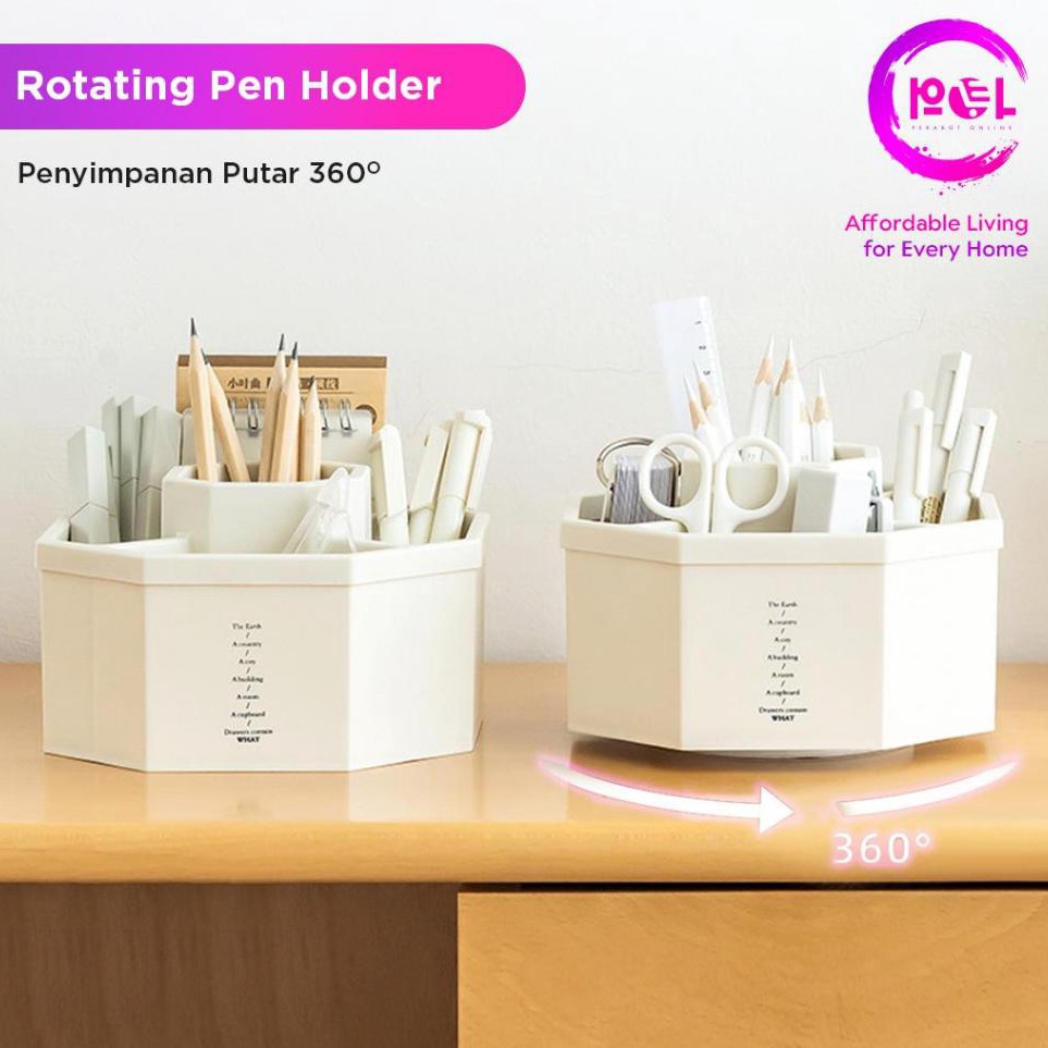 

POL COD Tempat Pensil Putar Hexagon Rotating Pen Holder Tempat Alat Tulis Putar