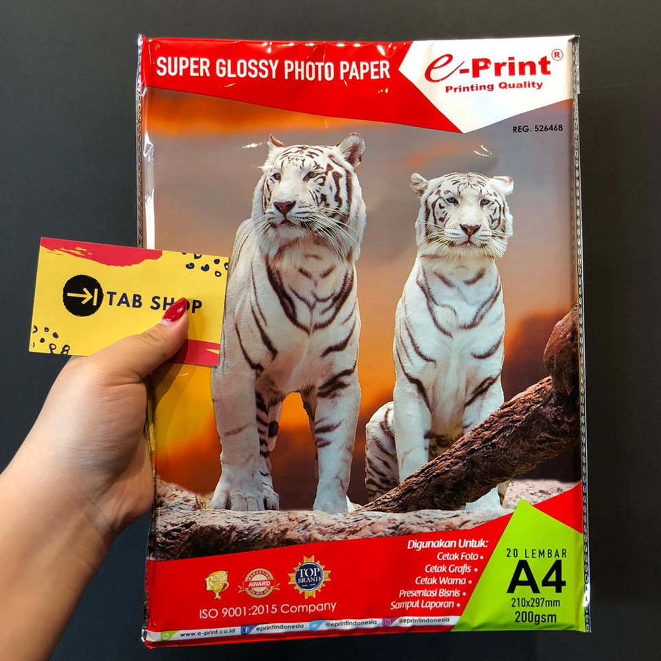 

TAB SHOP EPRINT KES FOTO A4 2 GSM EPRINT SUPER GLOSSY PFOTO PAPER 2 GSM A4 2 LEMBAR