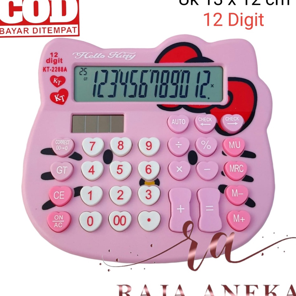 

Klasik Kalkulator Kepala Hello Kitty Pink 12 Digit IMUT LUCU MANIS HELO KITY KITI Hello Kitty M KT2288