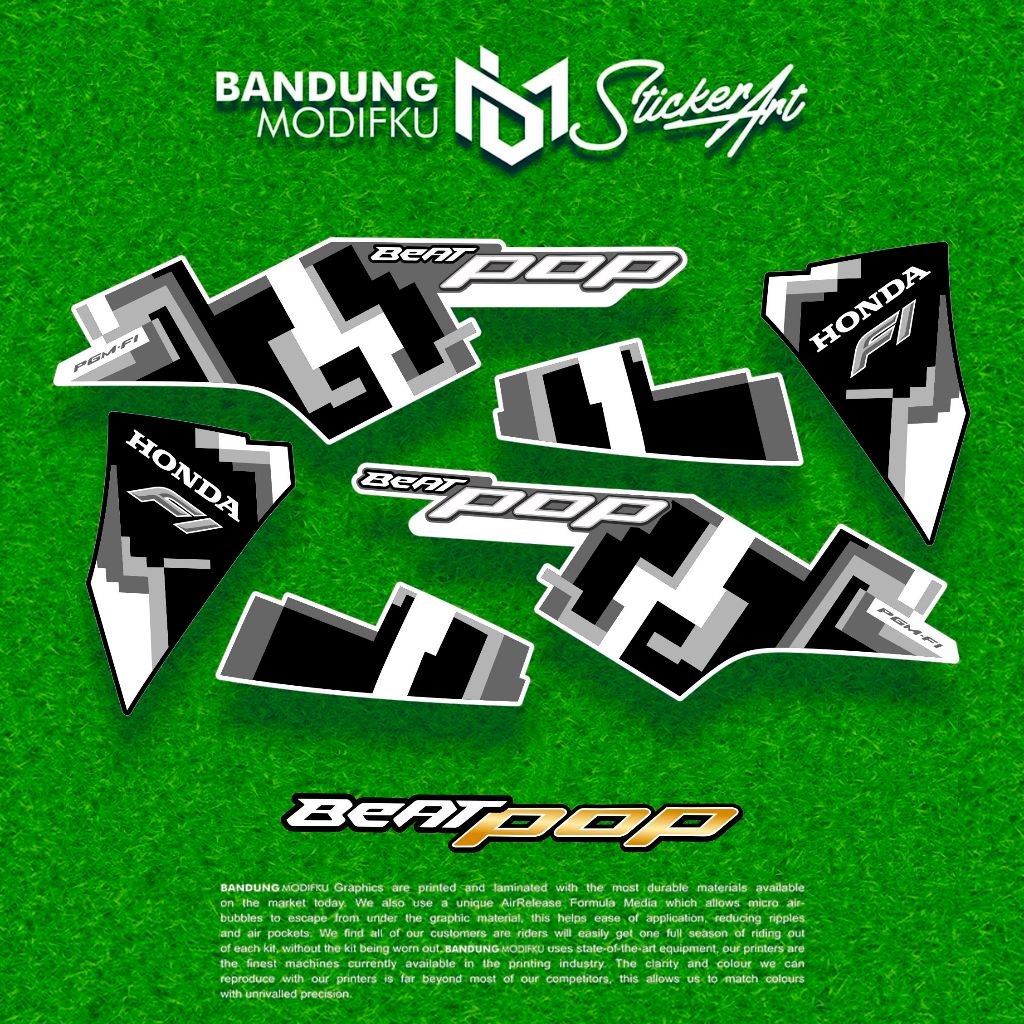 STRIPING MOTOR BEAT POP / MOTIF 2 / BANDUNG MODIFKU / stiker decal BEATPOP  / DECAL BEAT POP