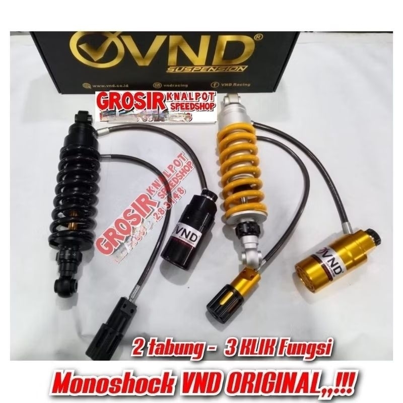 Monoshock shock belakang tabung Pisah VND ORIGINAL 2 Tabung 3 Klik Fungsi New Model PLUS Braket brek