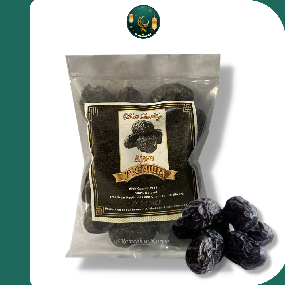 

Kurma Ajwa Al-Madinah [150GR]/Kurma Nabi Premium Quality [Kemasan PLASTIK TEBAL]