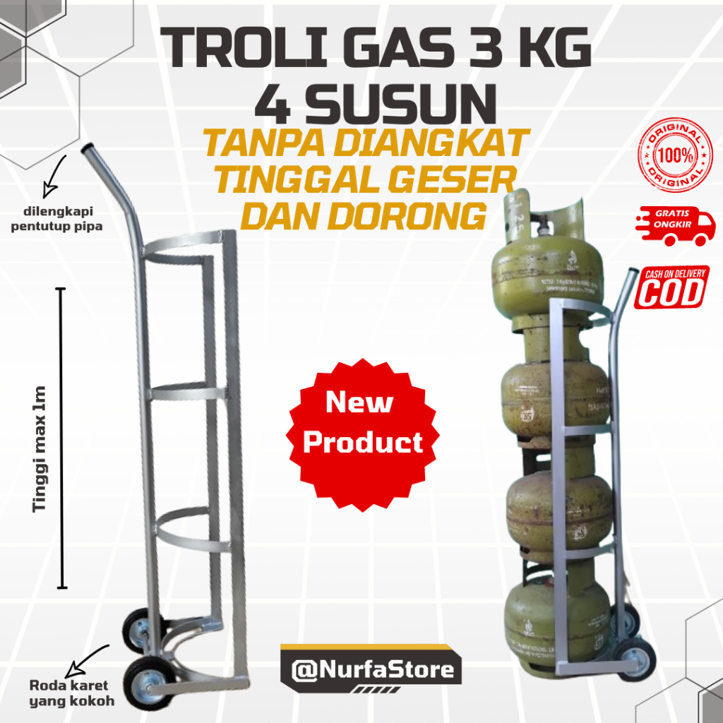 TROLI GAS 3 KG 4 SUSUN TANPA DIANGKAT