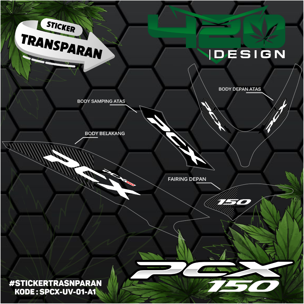 Striping Transparan PCX 150 Motif Malaysia / Stiker Striping PCX 150 Custom / SPCX-UV