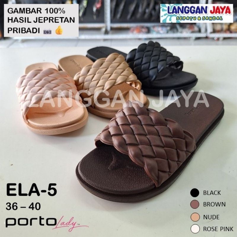 Sandal Karet Selop Wanita Anti Licin Ringan Empuk Terbaru OOTD Viral PORTO LADY ELA-5 Bandung COD