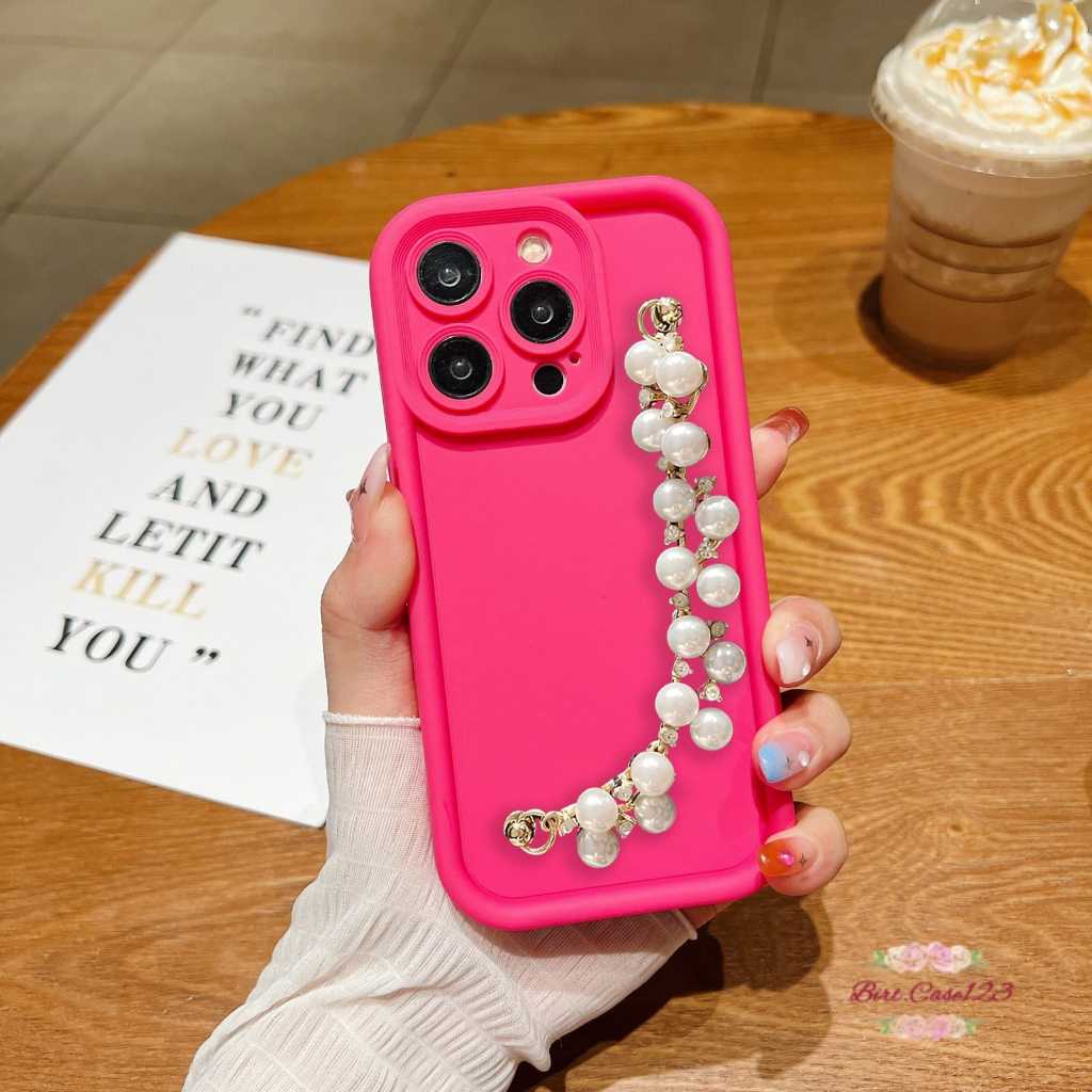 GC95 Case Casing Silikon Matte Rose Fuschia Pearl Chain Grip - Casing Hp Compatible For OPPO A74 A95