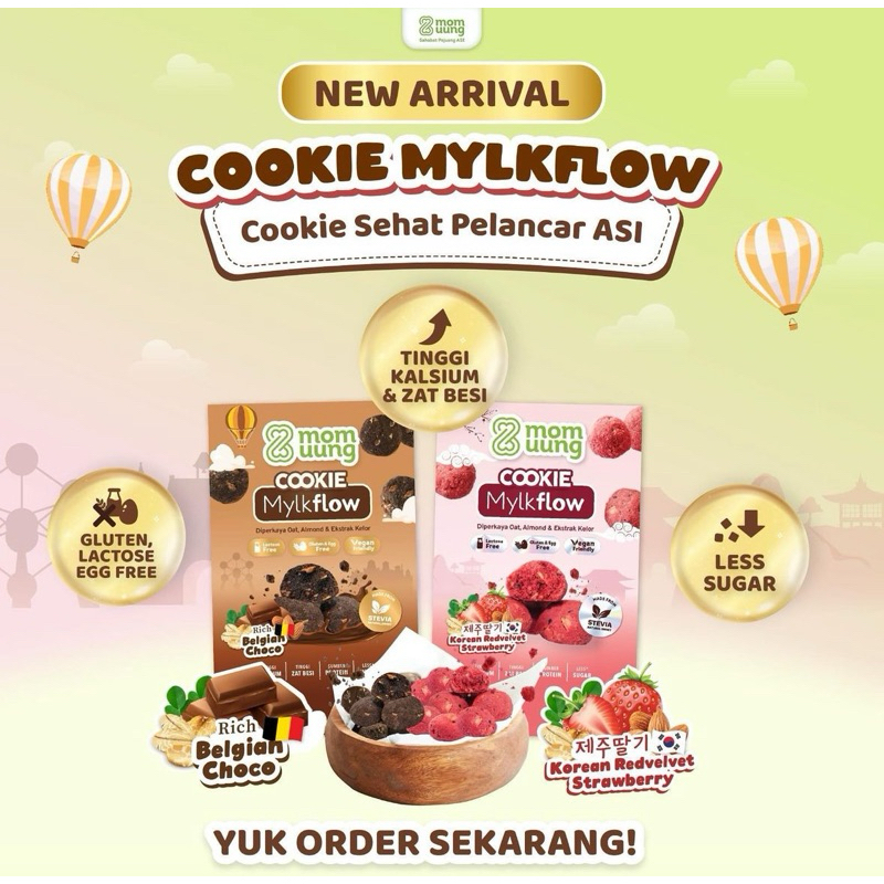 MOM UUNG Cookie MylkFlow Kue Pelancar ASI Cookies MomUung Cookie gluten-free Lactose Fre Egg Free Ce