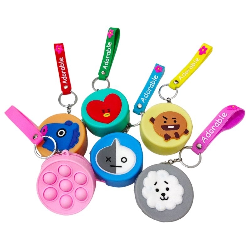 Koleksi Bts - Gantungan Kunci Keychain Strap Lanyard Dompet Mini Pop Its Bt21 Bts Koya Chimmy Tata M