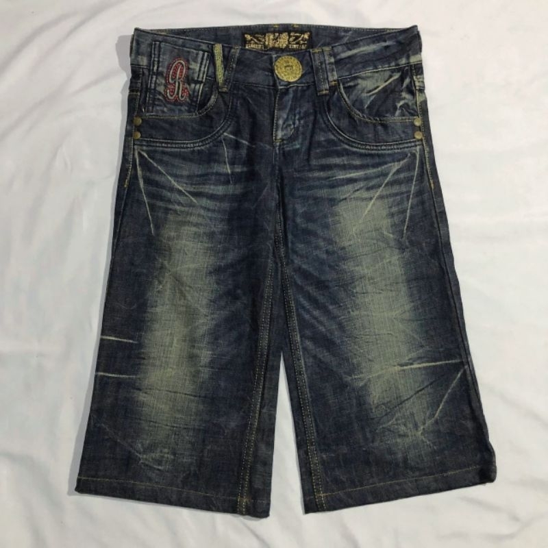 Celana Pendek Shortpants Jeans Riobera Vtg Dark Blue Washed Fading    Second Preloved #CP14