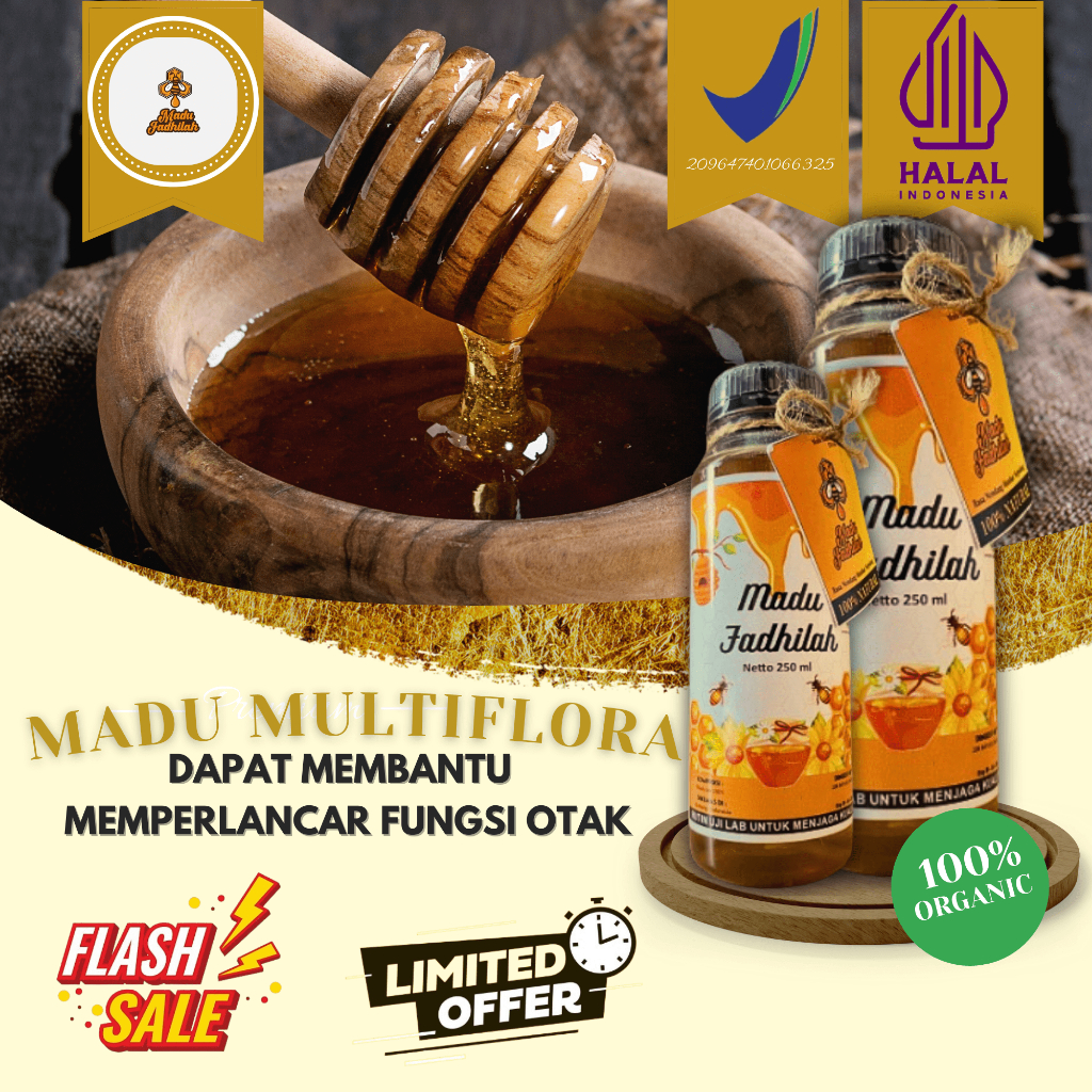 

Madu asli 100% tanpa campuran kecerdasan otak dan daya ingat anak multiflora 250 ML