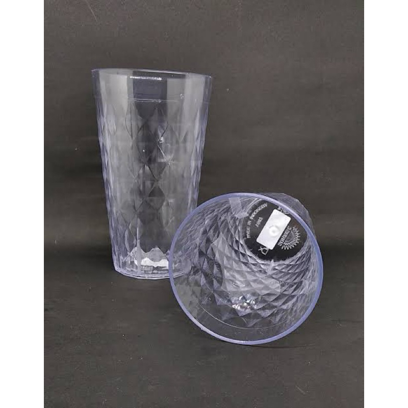 Gelas Besar Plastik Relief Diamond Kristal Transparan Bening