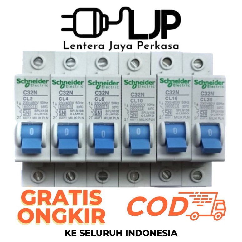 KODE T78R MCB Schneider Biru PLN 1P 2A 4A 6A 1A 16A 2A 25A 35A 1Phase