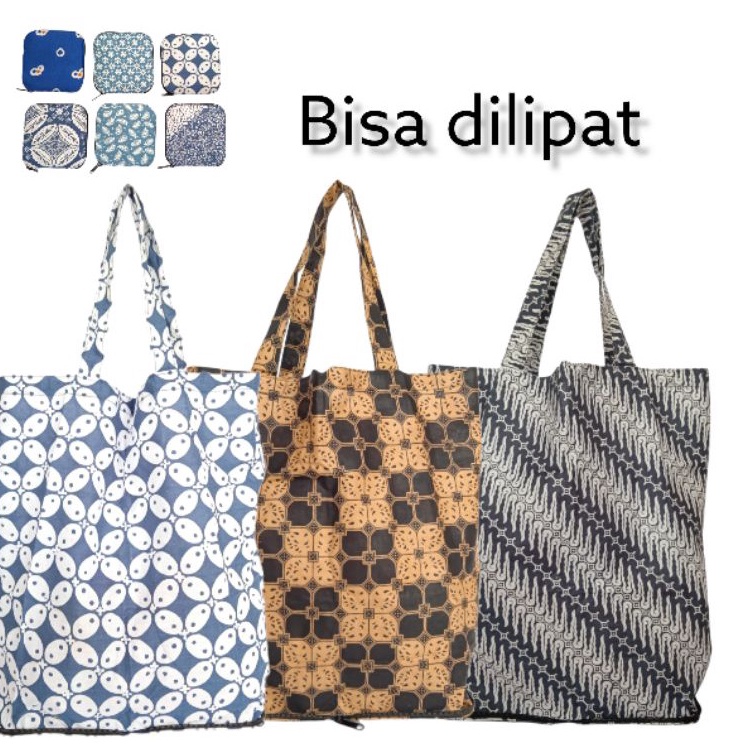 Ande Lumut  Tas Tote Bag Batik  Lipat Shopping Bag Batik Lipat  Tas Belanja Batik Lipat