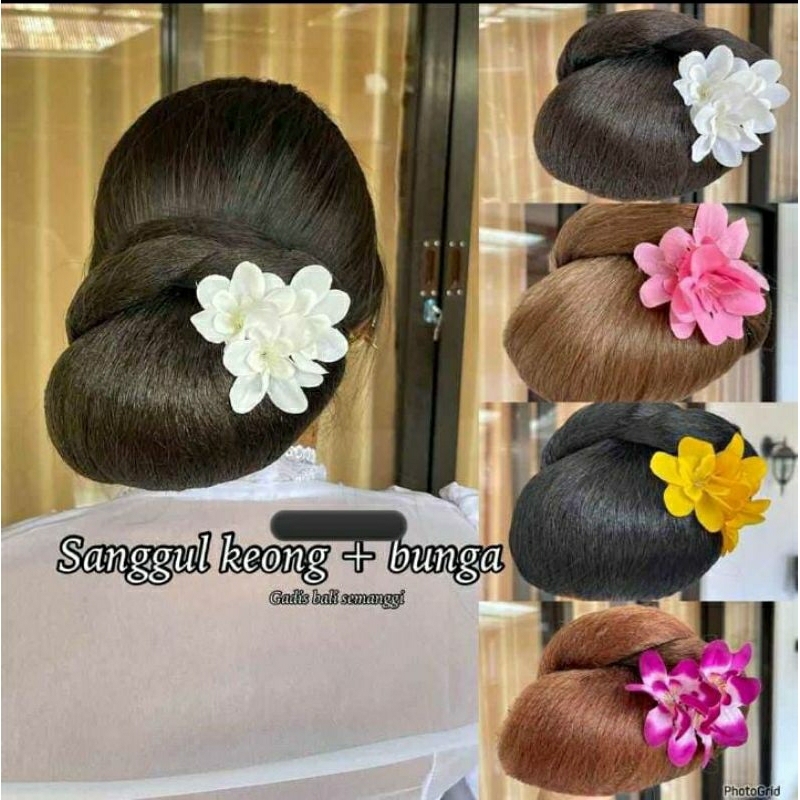 satu set sanggul modern + cucuk bunga 3 kuntum