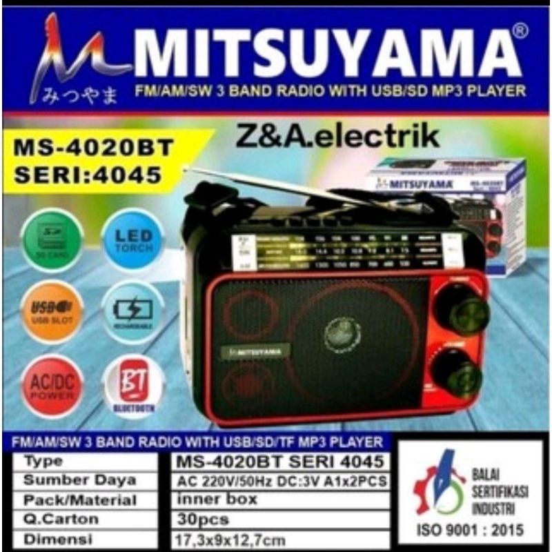 radio speaker bluetooth MS SERI 4045 USB memori mitsuyama