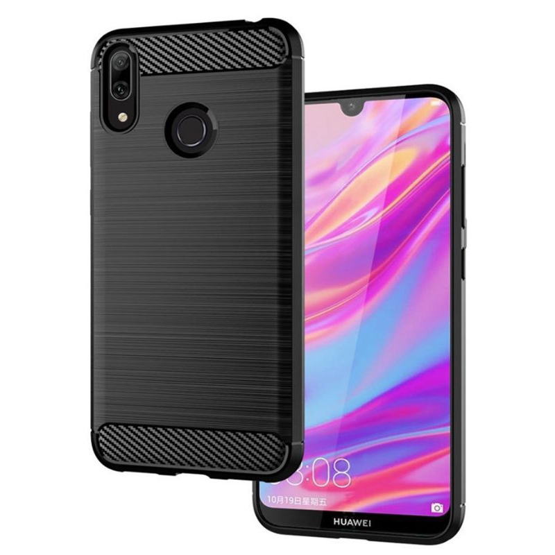 HUAWEI Y7 PRIME 2019 Y7 PRO 2019 FINGER  CASE SLIM FIT CARBON SOFTCASE FIBER MULTI SILIKON CASING SH