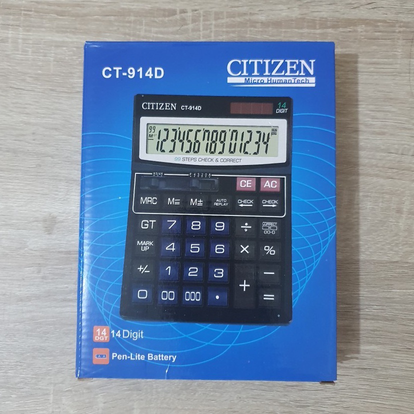 

Kalkulator calculator CITIZEN Besar 14 Digit CT 914D
