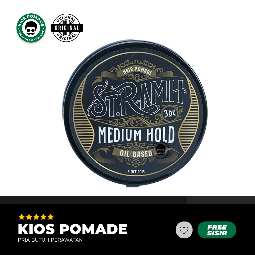 POMADE ST RAMH MEDIUM HOLD - Minyak Rambut Pria Oil based Tidak Kaku Basah Sepanjang Hari