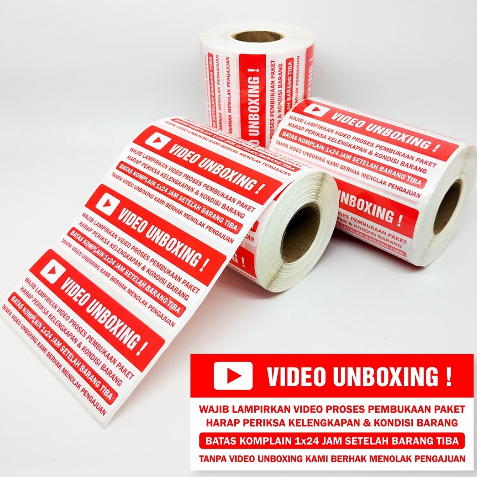 

Sticker Label Wajib Unboxing Stiker Pengiriman Paket Online Shop 85 x 35 cm 1 roll5 pcs