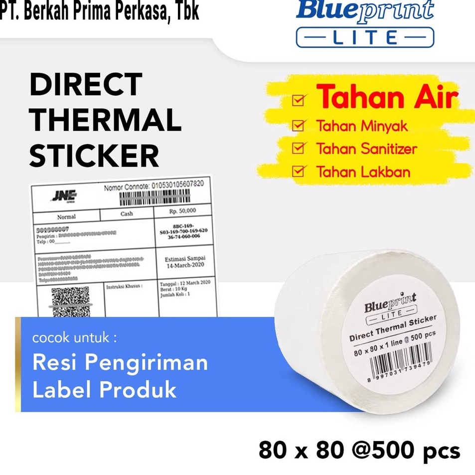 

Best Terlaris Direct Thermal Sticker 8 x 8 BLUEPRINT Lite 8x8 mm 5Pcs 1 Roll