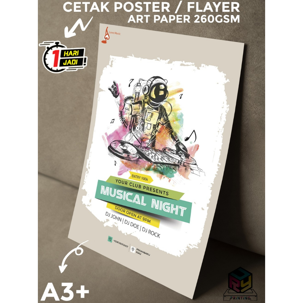 

CETAK PRINT POSTER A3+ ART PAPER 260GSM MURAH 1 HARI SIAP